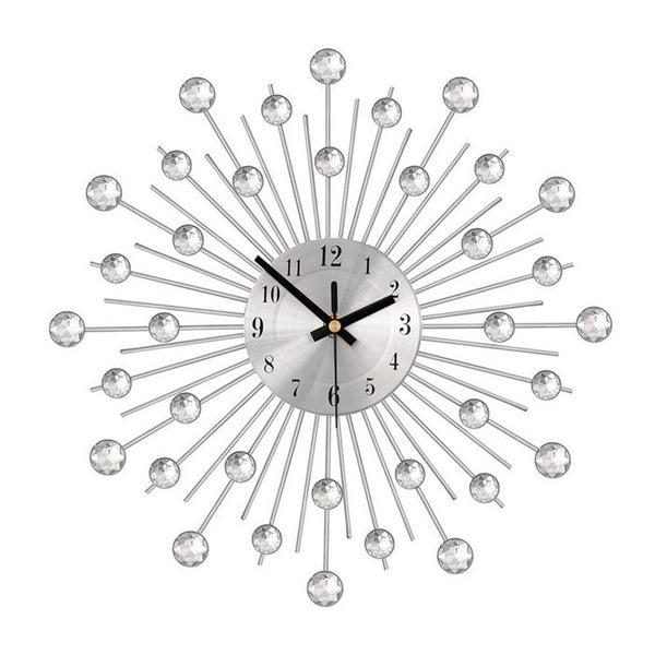 Metal Wall Clock 33cm Modern Round Silent Clock Home Decor Silver