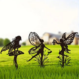 3Pcs Fairy Silhouette Stake Outdoor Garden Metal Statue Sculpture Decor