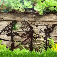 3Pcs Fairy Silhouette Stake Outdoor Garden Metal Statue Sculpture Decor