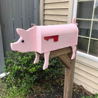 Unique Metal Mailbox Aninal Shape Farm Garden Decor Pig Style