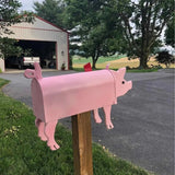 Unique Metal Mailbox Aninal Shape Farm Garden Decor Pig Style