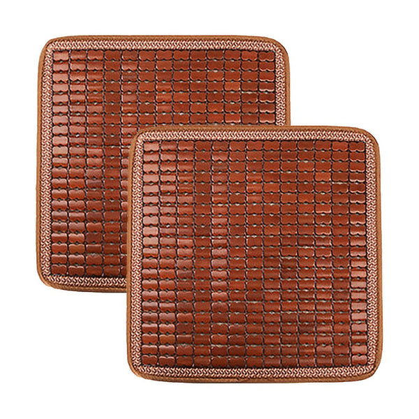 2Pcs Bamboo Car Seat Mat Seat Cover Cushion Cool Feeling Auto Seat Covers Pad Brown