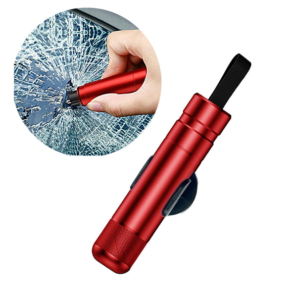 2-in-1 Car Safehammer Glass Breaker Safety Hammer Window Glass Breaker with Seat Belt Cutter Red