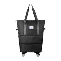 Expandable Wheeled Travel Duffle Bag Travel Foldable Rolling Gym Bag with Wheels Weekend Bag Black