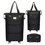 Expandable Wheeled Travel Duffle Bag Travel Foldable Rolling Gym Bag with Wheels Weekend Bag Black