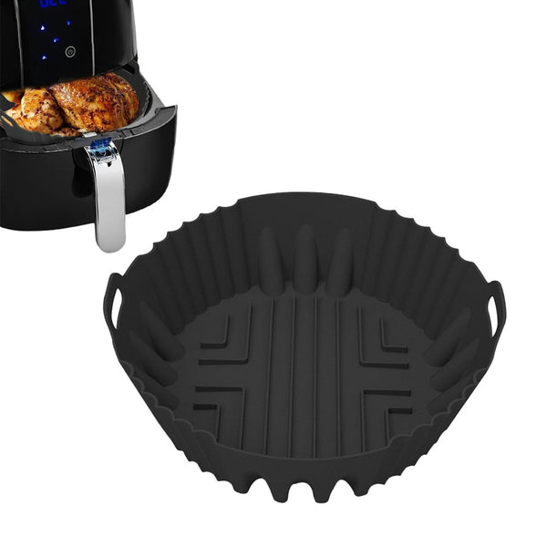 Silicone Air Fryer Pot with Handle Reusable Nonstick Air Fryer Liner Baking Tray Basket