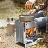 Folding Wood Burning Camping Stove Portable Stainless Steel Barbecue Charcoal Stove