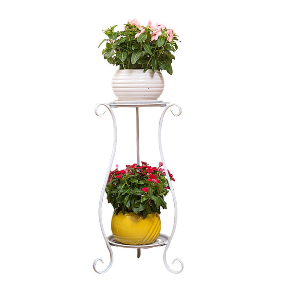 2-Layer Plant Stand Flower Pot Stand for Balcony Living Room Outdoor Indoor Plants Plant Holder Home Decor White