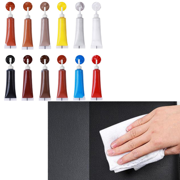 12-Color Leather Repair Kit Dye Restore Pastes for Leather Furniture Car Seats Shoes