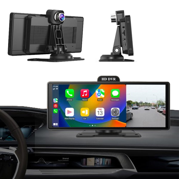 4K HD WIFI Dash Cam 10.26 Inch CarPlay Bluetooth Dual Car Recorder Compatible with Android IOS