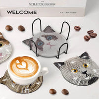 8Pcs Set Diamond Art Painting Coasters with Holder DIY Diamond Dot Cup Mats Style 2