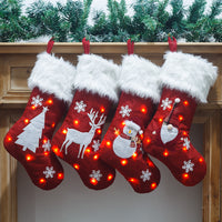 Christmas Stocking With Lights Pendant Sock for Home Party Decor Style 2