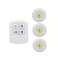 3Pcs Set Wireless Stick-On LED Tap Lights Remote Control COB Light Under Cabinet Closet