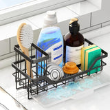 Multifunctional Kitchen Sink Caddy Organizer Detachable Sponge Holder Dish Soap Caddy for Countertop Storage Black