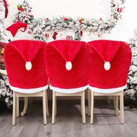 6Pcs Christmas Chair Cover Red Santa Claus Hat Dining Chair Cover Christmas Party Decoration