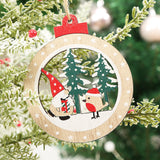 Set of 12Pcs Wood Christmas Round Pendants Decorations Hanging Gift Christmas Decor Style 2