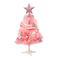 Artificial Mini Tabletop Christmas Tree  Pink Xmas Tree with LED Lights Treetop Ornaments