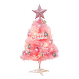 Artificial Mini Tabletop Christmas Tree  Pink Xmas Tree with LED Lights Treetop Ornaments