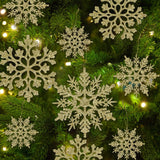 36 Pieces Plastic Snowflake Ornaments Christmas Decorations Hanging Snowflake Decorations Gold