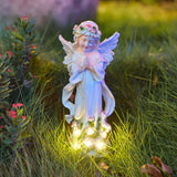 Solar Powered Angel Statue Light Garden Sculpture Yard Lawn Ornament Decorative Light