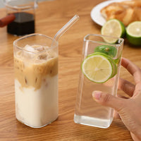 400ml Clear Glass Cup With Lid And Straw Transparent Milk Coffee Mug Tea Cup