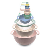 10Pcs Set Plastic Mixing Bowls with Measuring Spoon Nesting Bowls  for Baking Prepping