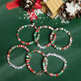 6Pcs Christmas Bracelets Elastic Cute Letter Bracelet Hand Decoration Green