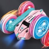 2.4 GHZ Remote Control Stunt Car 4WD Double Sided Rotating Crawler with Headlights Pink