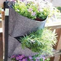 6-Pockets Vertical Plant Grow Bag Wall Hanging Garden Planter Grey