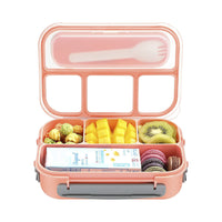 4 Compartments Bento Lunch Box Food Storage Containers Pink