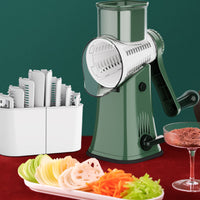 5-in-1Rotary Vegetable Chopper with Handle Hand Crank  Fruit Shredder Kitchen Gadget Green