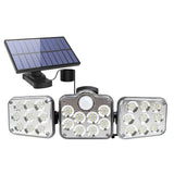 138 LED Solar Motion Sensor Lights 3-Head Adjustable Outdoor Wall Lamp