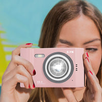 48MP HD Retro Digital Camera with 32G Memory Card 1080P Kids Student Camera Pink