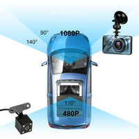 1080P Touch Screen Car Dash Camera Video DVR Recorder Front and Rear Night Vision Car Driving Recorder Cam