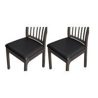 Set of 2Pcs Chair Seat Cushion Covers Water Resistant PU Leather Chair Pad Slipcover for Kitchen Dining Chair Black