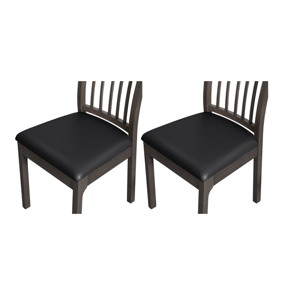 Set of 2Pcs Chair Seat Cushion Covers Water Resistant PU Leather Chair Pad Slipcover for Kitchen Dining Chair Black