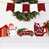 6 Pieces Christmas Tiered Tray Decor Wooden Tabletop Signs