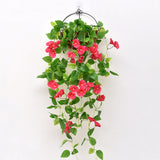 88-Flower Artificial Vine Flowers Hanging Artificial Petunias Garden Home Decoration Rose Red