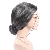 7Pcs Set Old Lady Costume Set Grandmother Wig Granny Glasses Necklace Granny Accessory for Cosplay Party Style 3