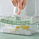 56-Grid Ice Cube Tray with Lid and Scoop 2-Tire Plastic Ice Cube Mold Green