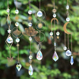 6Pcs Glass Sun Catcher Prism Hanging Ornament Kit with Chain Gold