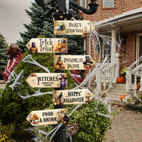 12Pc Set Halloween Arrow Signs Pumpkin Trick or Treat Party Decoration