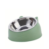 Tilted Dog Food Bowl Stainless Steel Cat Dog Feeder Green