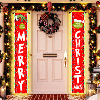 2-in-1 Door Banner Christmas Decor with LED Lights Merry Christmas Welcome Sign Style 1