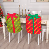 2Pcs Christmas Bowknot Chair Back Cover Dining Chair Slipcovers Xmas Banquet Decorations Red