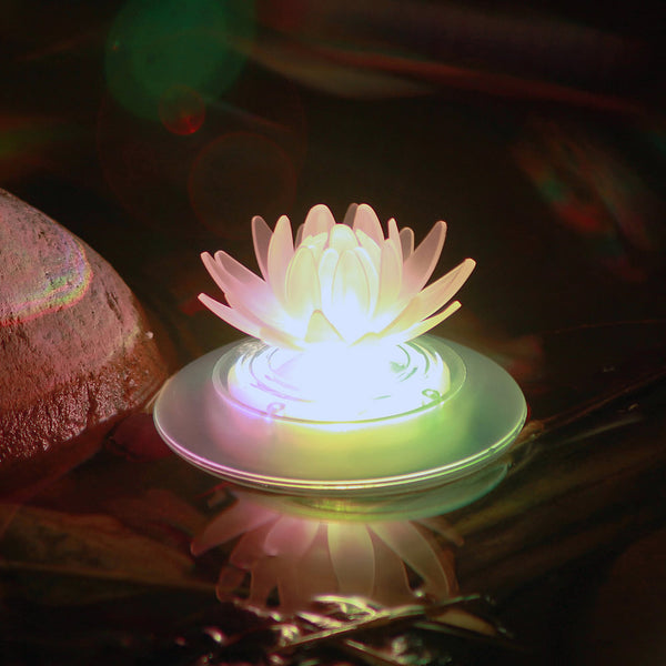 Solar Powered Floating Pool Lights RGB Color Changing Water Resistant LED Floating Pond Light Decoration Lotus Style