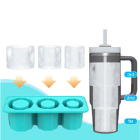 Ice Cube Tray for Stanley 30-40 Oz Tumbler Cup Silicone Hollow Cylinder Ice Mold with Lid for Ice Drink Whiskey Cocktail Blue