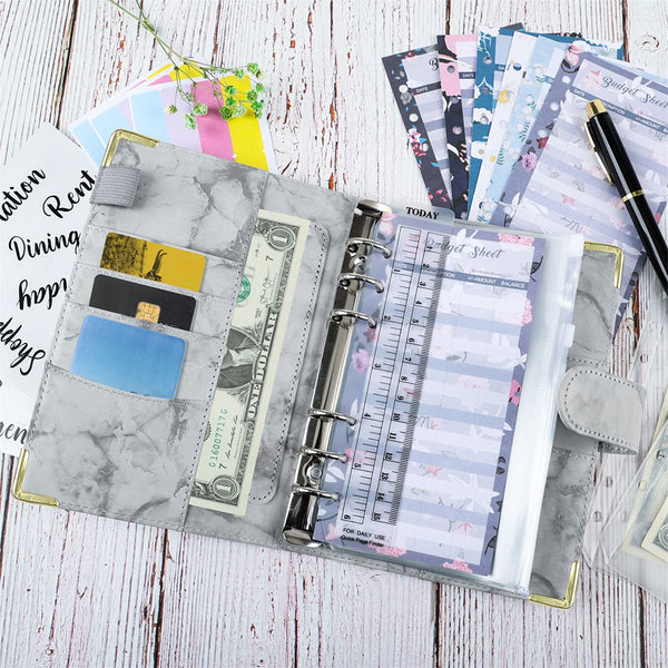 Budget Binder Cash Envelope Planner Organizer with Budget Money Envelopes Grey