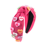 Love Heart Headband for Women Wide Top Knot Headband Hair Accessories Rose Red