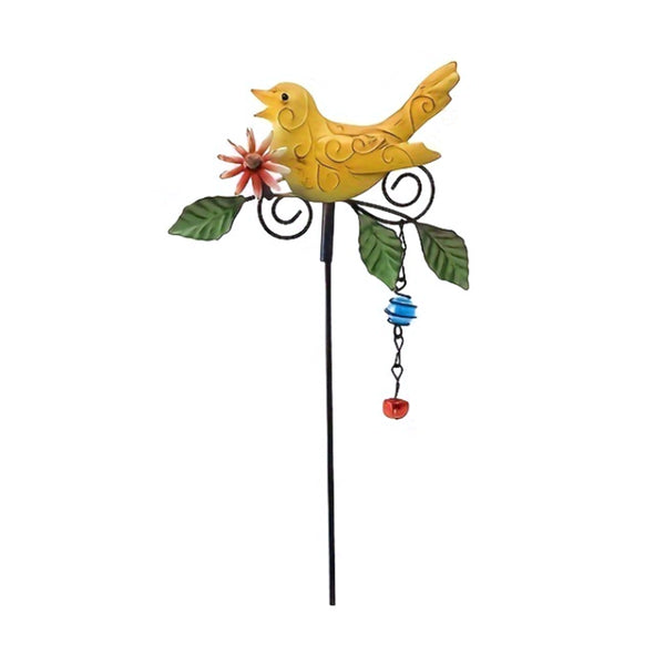 Metal Decorative Birds Stakes Patio Ornaments Garden Yard Lawn Art Decor Yellow